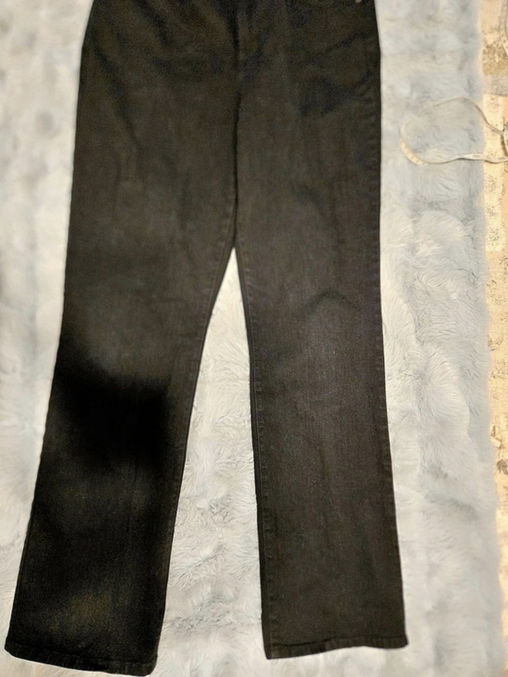 NYDJ Black Rhinestone Embellished Pocket Straight Leg Jeans Size 14 Made in USA